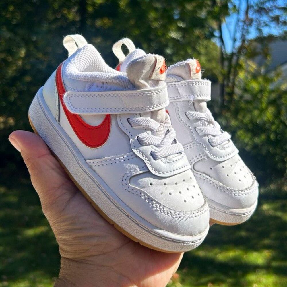 Nike Court Borough Low 2 First Use Toddler Shoes Size 7C White Orange BQ5453-114
